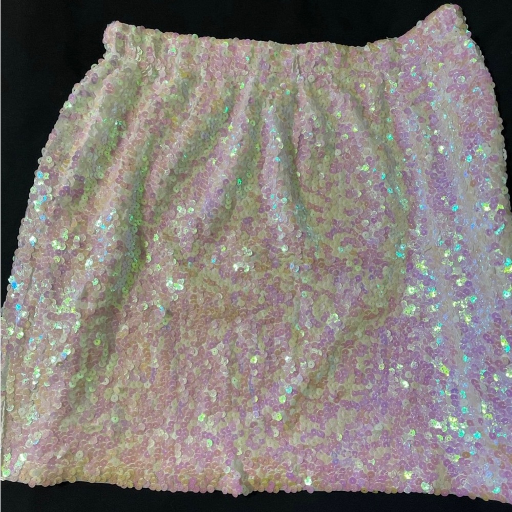 Sequin Mini Skirt - Iridescent White